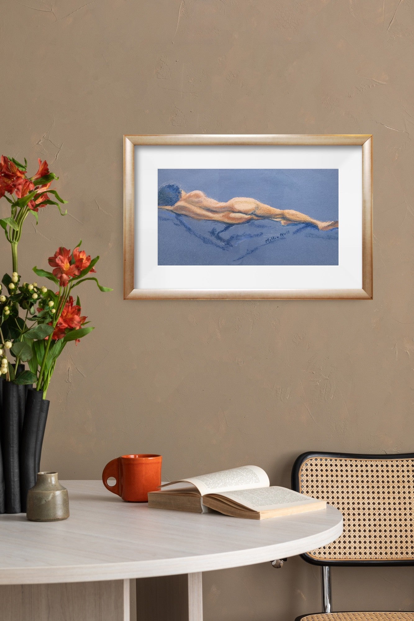 Nude on Blue by Millie Null