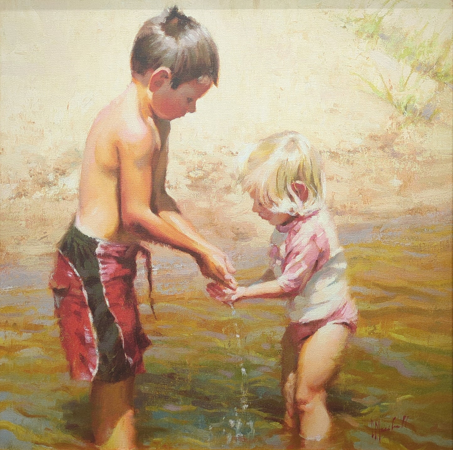Streamside Playtime by Chuck Marshall
