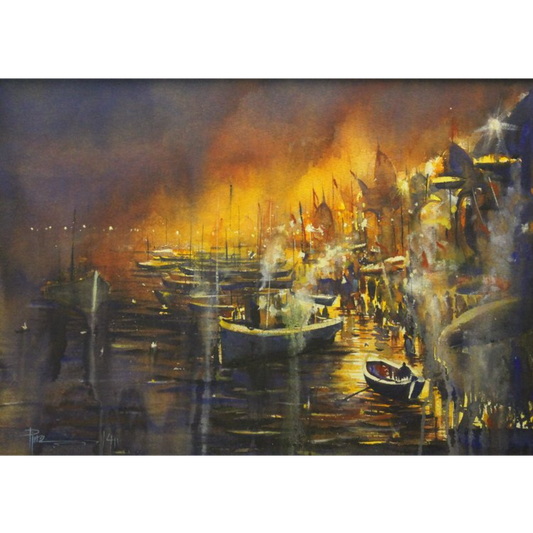Harbor Lights by Pintu Sengupta