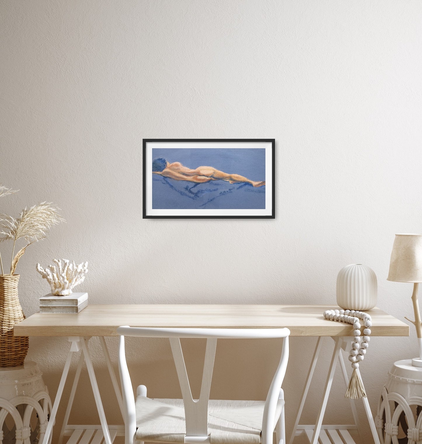 Nude on Blue by Millie Null