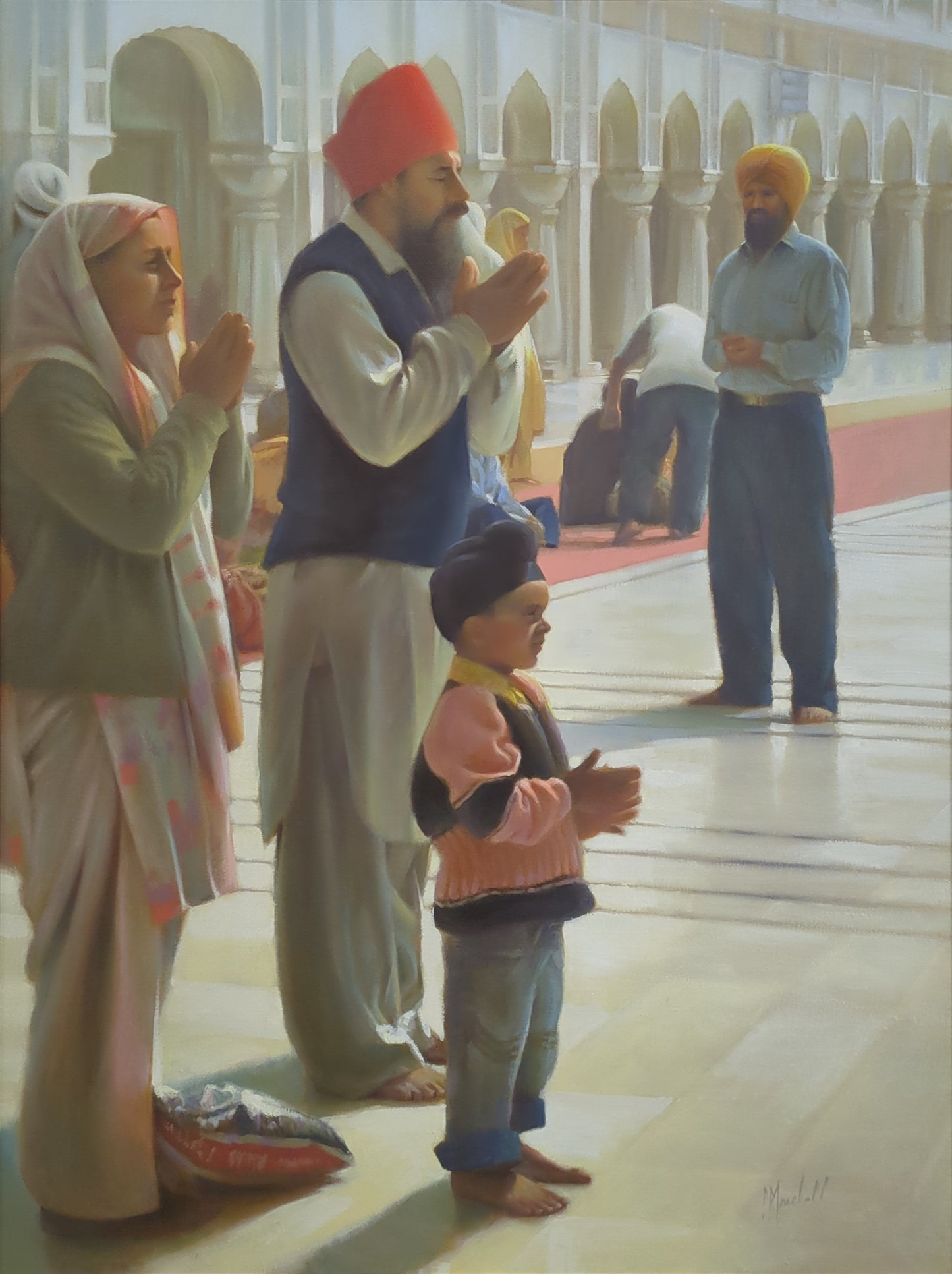 Family Praying at the Golden Temple by Chuck Marshall