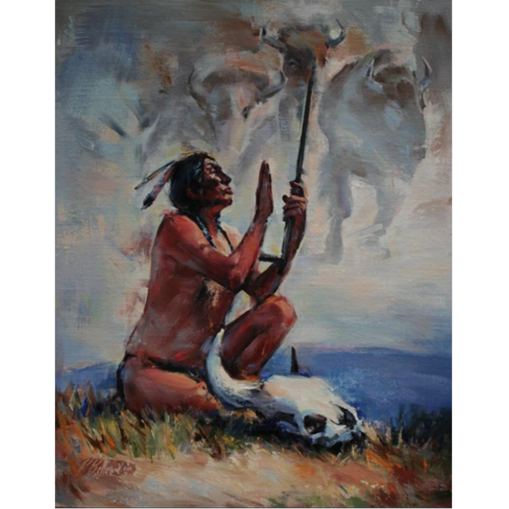 Native American in Prayer by Patricia Bellarose