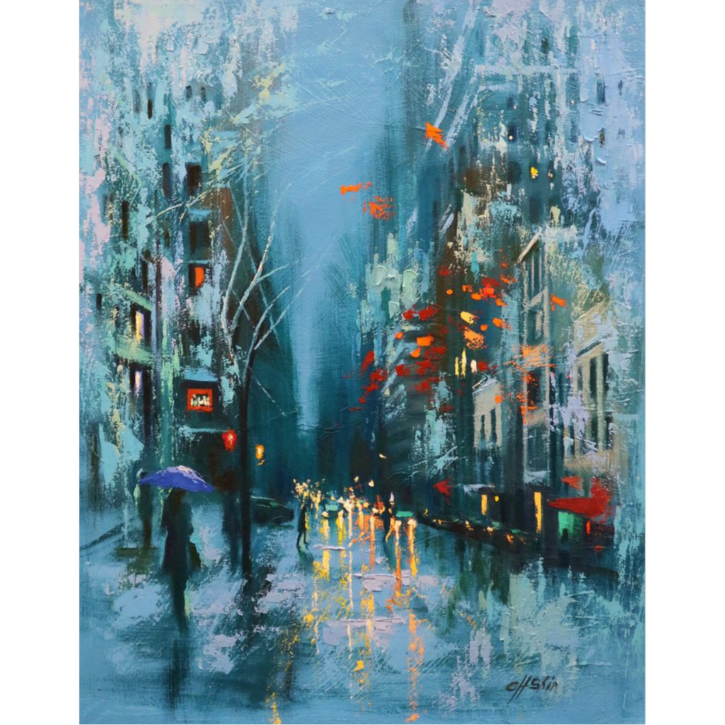 Winter Evening in Lexington Avenue by Chin H Shin