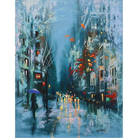 Winter Evening in Lexington Avenue by Chin H Shin