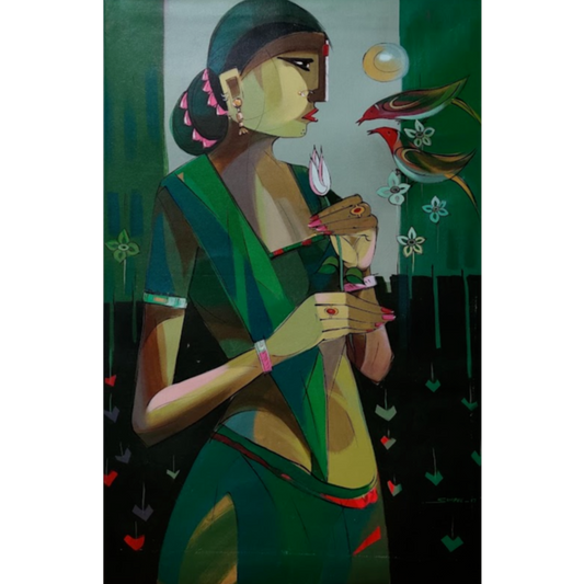 Young Woman in Green by Simpee Pratap